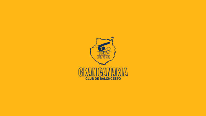 Logotipo del Club Baloncesto Gran Canaria sobre fondo amarillo.