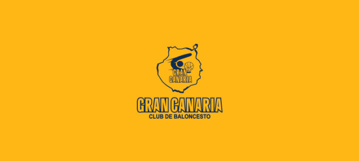 Logotipo del Club Baloncesto Gran Canaria sobre fondo amarillo.