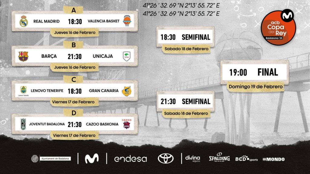 Calendario de la Copa del Rey 2023 con partidos y horarios de equipos.