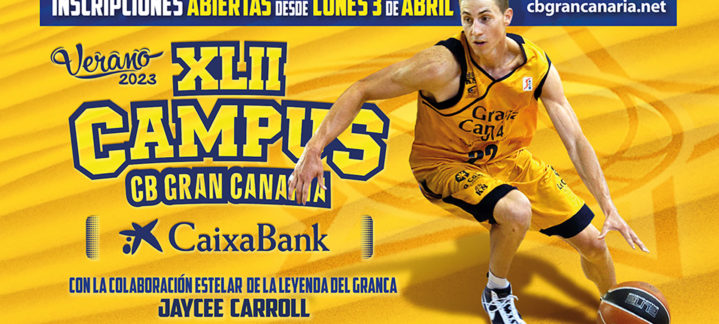 Jaycee Carroll jugando baloncesto, promocionando el Campus de Verano CB Gran Canaria.