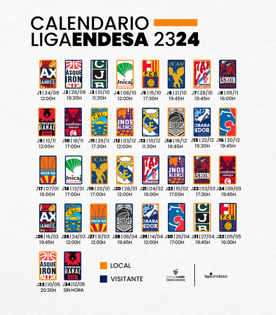 Calendario de partidos del Dreamland Gran Canaria para la temporada 2023/24.