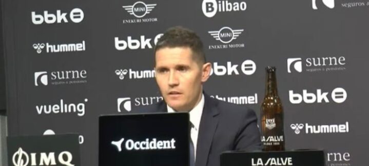 Jaka Lakovic durante la rueda de prensa tras el partido contra Bilbao.