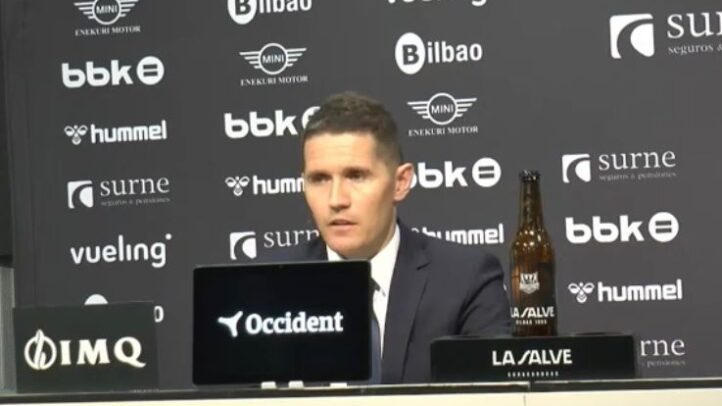 Jaka Lakovic durante la rueda de prensa tras el partido contra Bilbao.