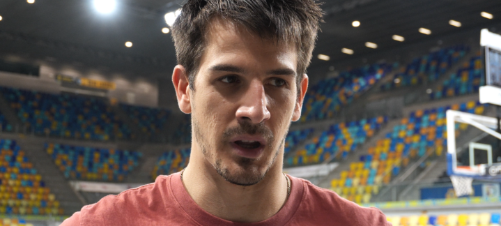 Nico Brussino, en la previa del partido ante Valencia Basket.