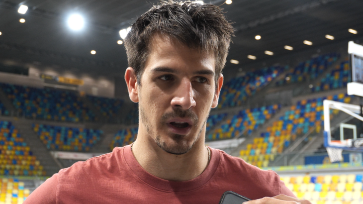 Nico Brussino, en la previa del partido ante Valencia Basket.